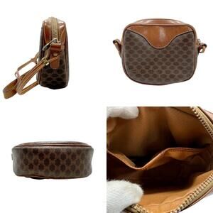 Celine Coated Macadam Bag Canvas Brown Shoulder